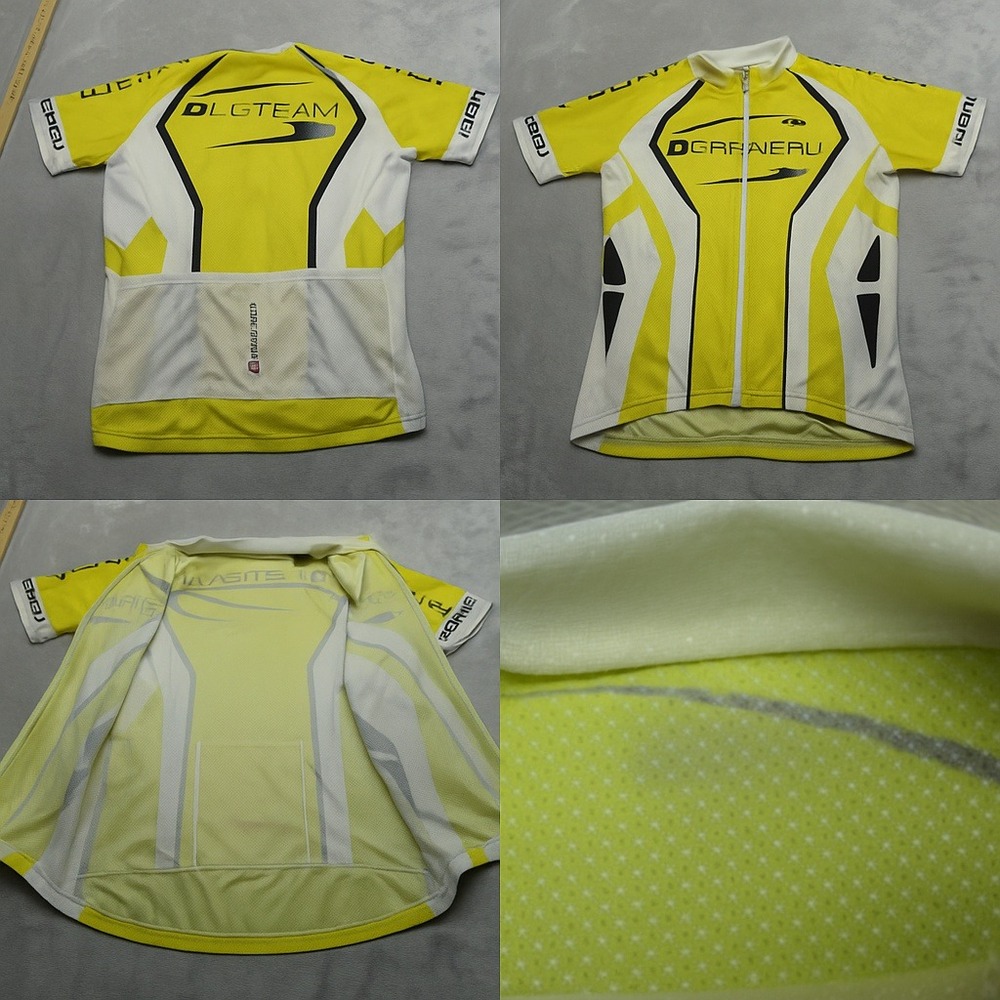 Garneau Cycling Jersey‎ Unisex Medium Yellow LG Team Full Zip Short Sleeve
